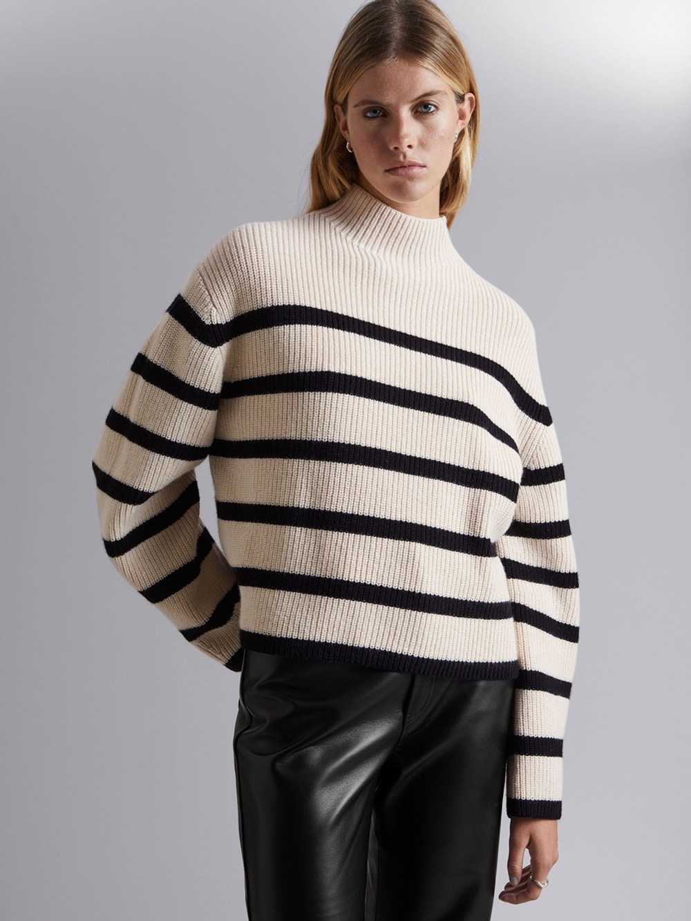 Wool Cotton & Other Stories Mock Neck Sweater Size M Cozy Weather